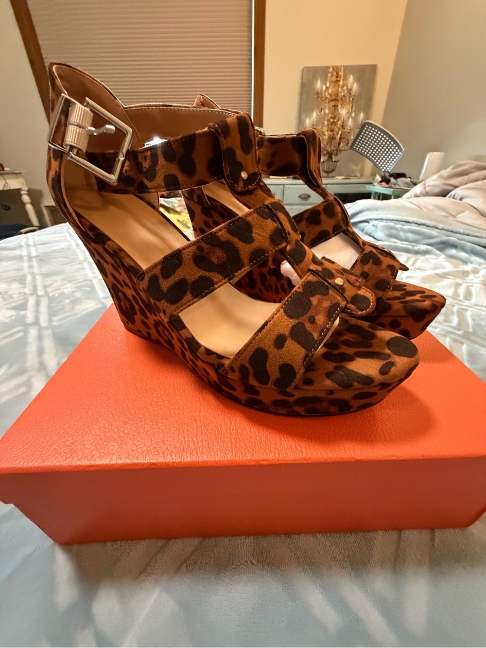 Leopard-Print Wedge Sandals - Brown Animal Print